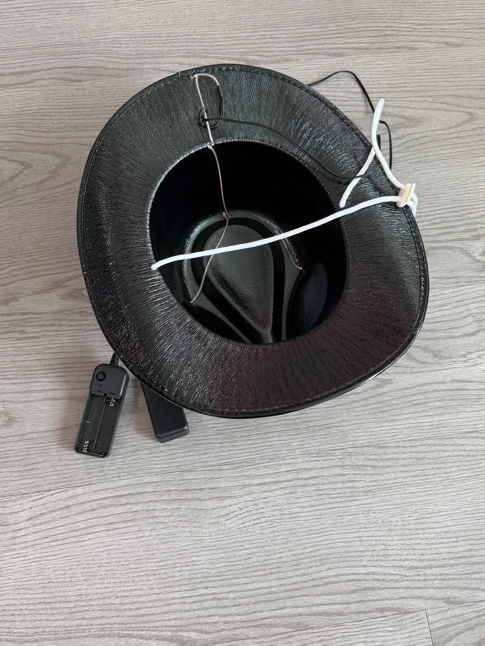 Black LED Cowboy Hat with White Light Trim